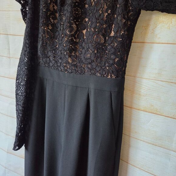 Michael Kors Black Lace Long Sleeve Round Neck Jumpsuit Women's Size 6 - Picture 6 of 12